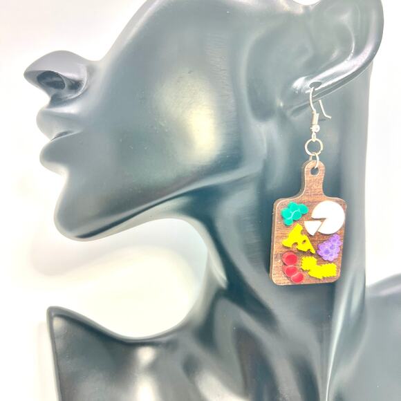 Charcuterie Board Earrings - Girls Night Accessories - Cheese Board Earrings - Picture 7 of 8